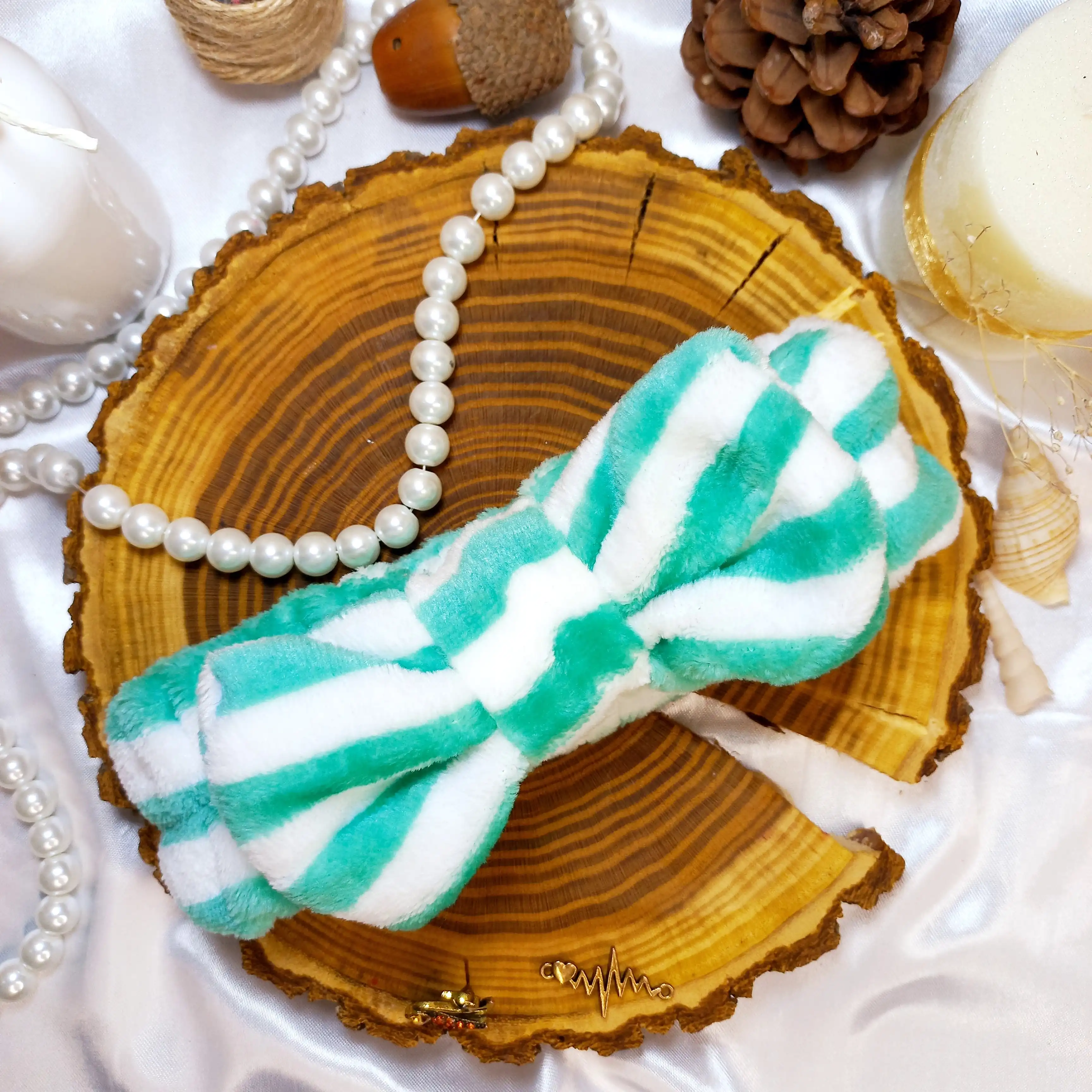 هدبند حوله ای دخترانه مدل راه راه