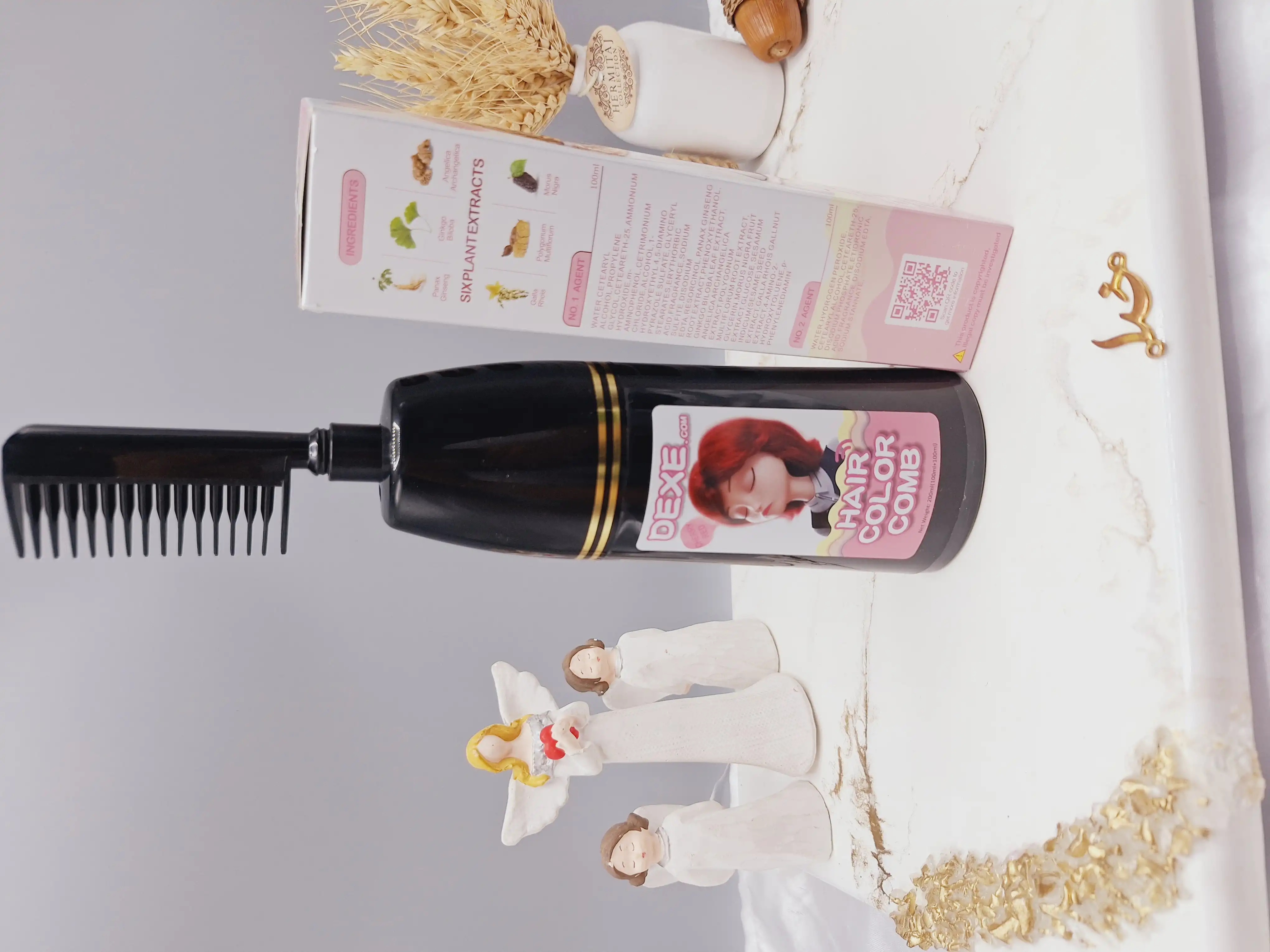 شانه رنگ مو رنگ قرمز آلبالویی برند دکسی Dexe کد 4818