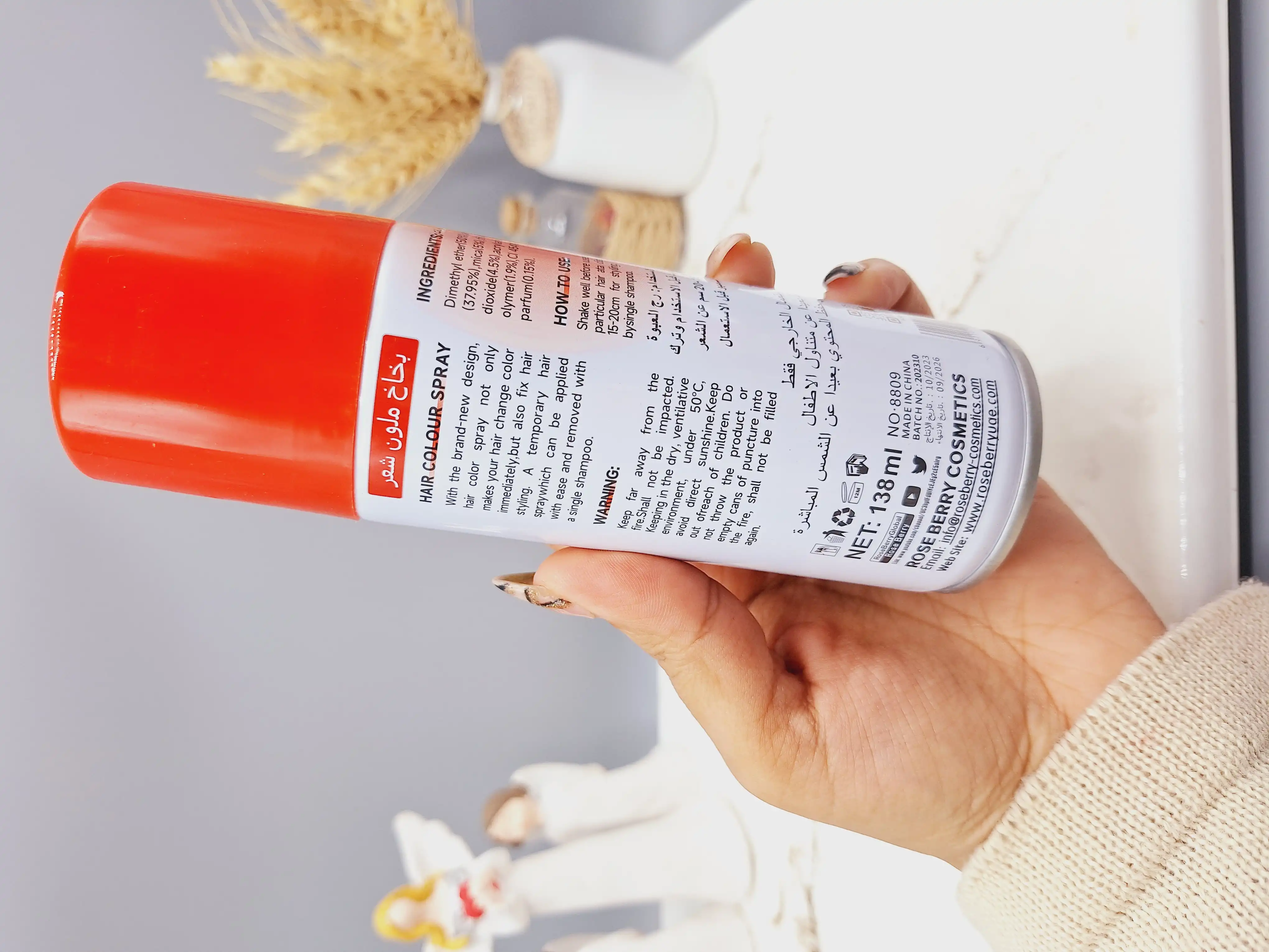 اسپری رنگ مو قرمز آتشی برند ROSE BERRY کد 1822