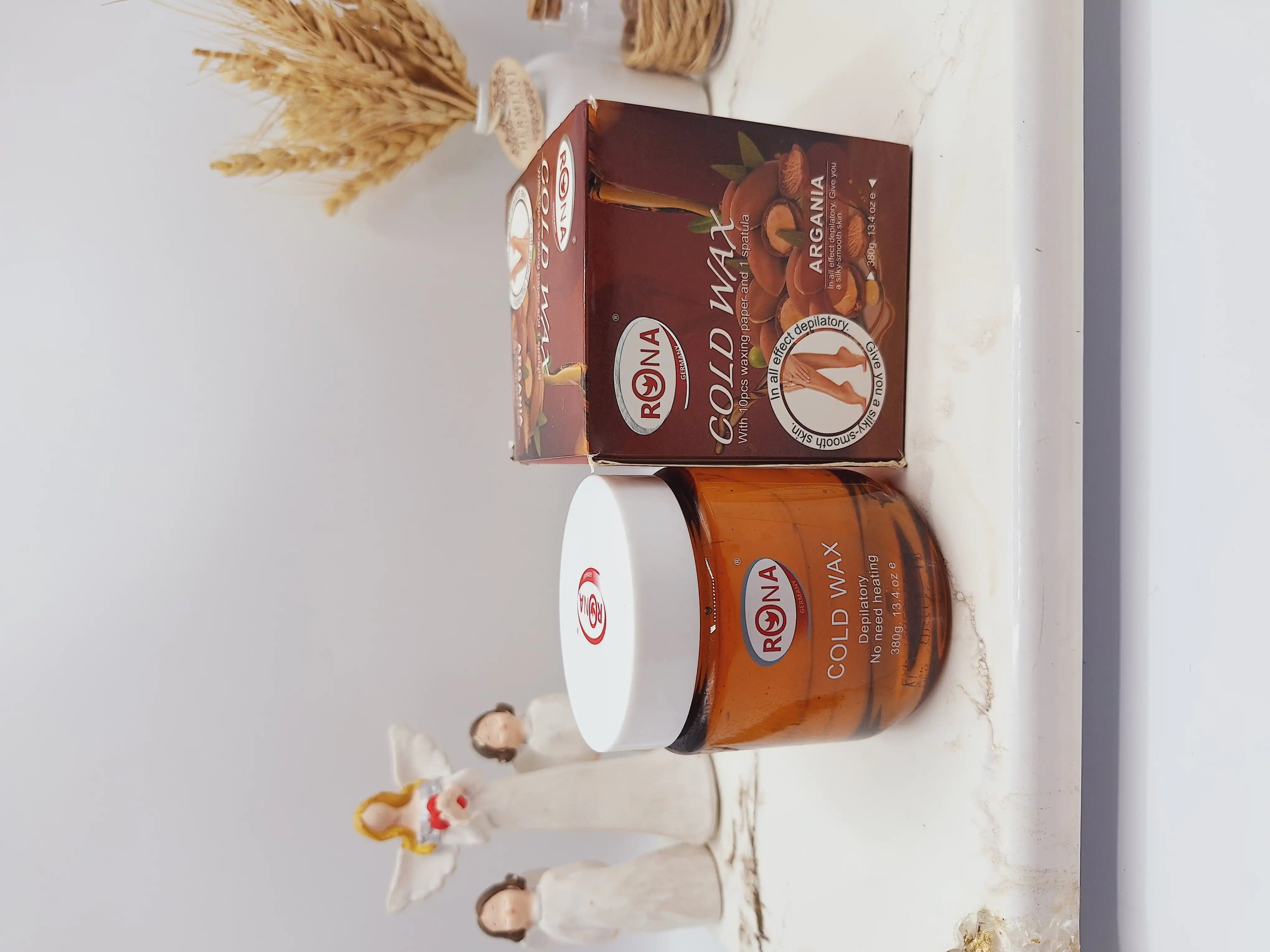 موم سرد با کاغذ اپیلاسیون همراه با کاردک رایحه روغن آرگان برند RONA کد 3145