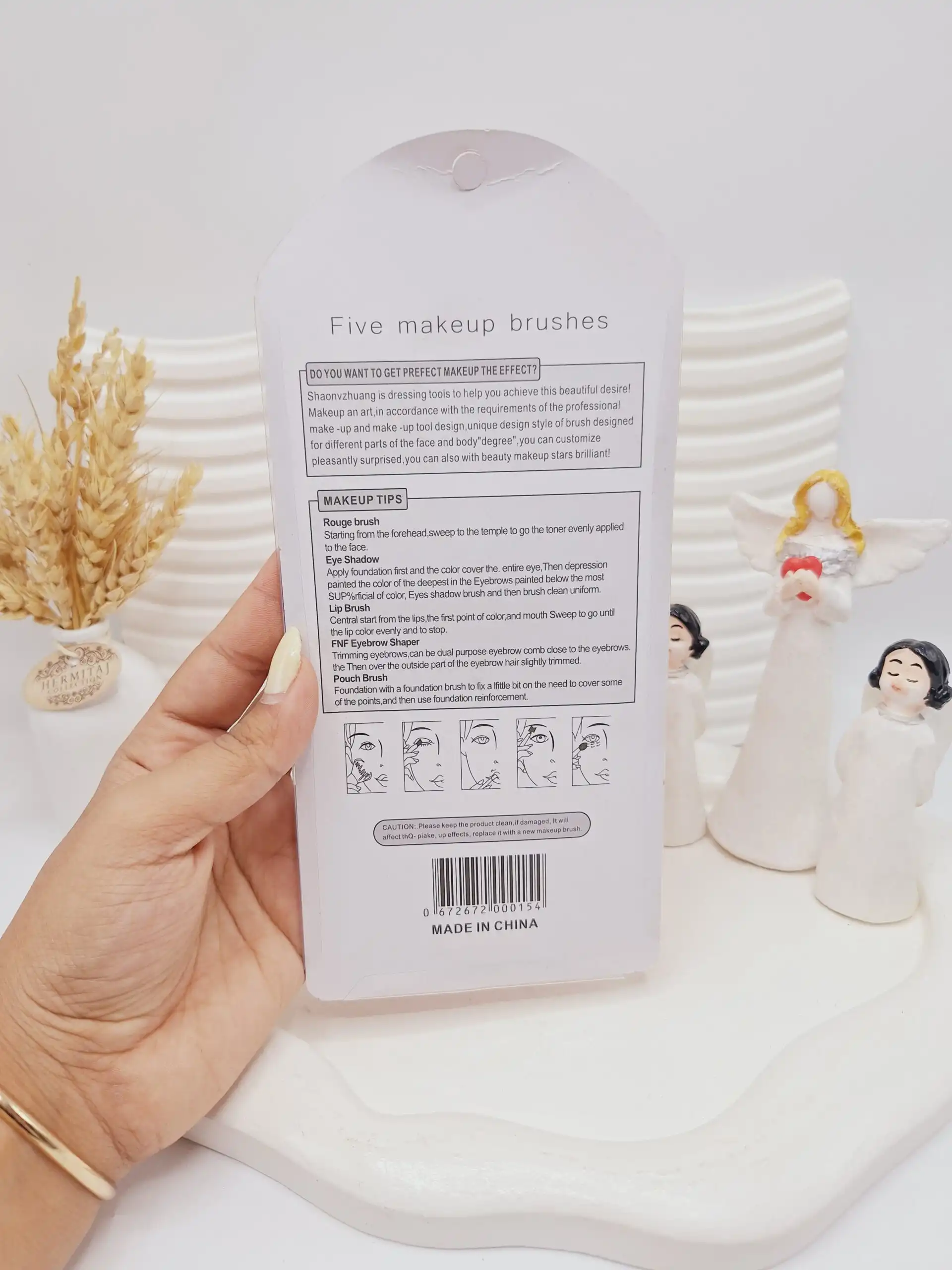 ست براش 5 تیکه کرومی مدل کیتی (رنگ سرخابی) کد 0154