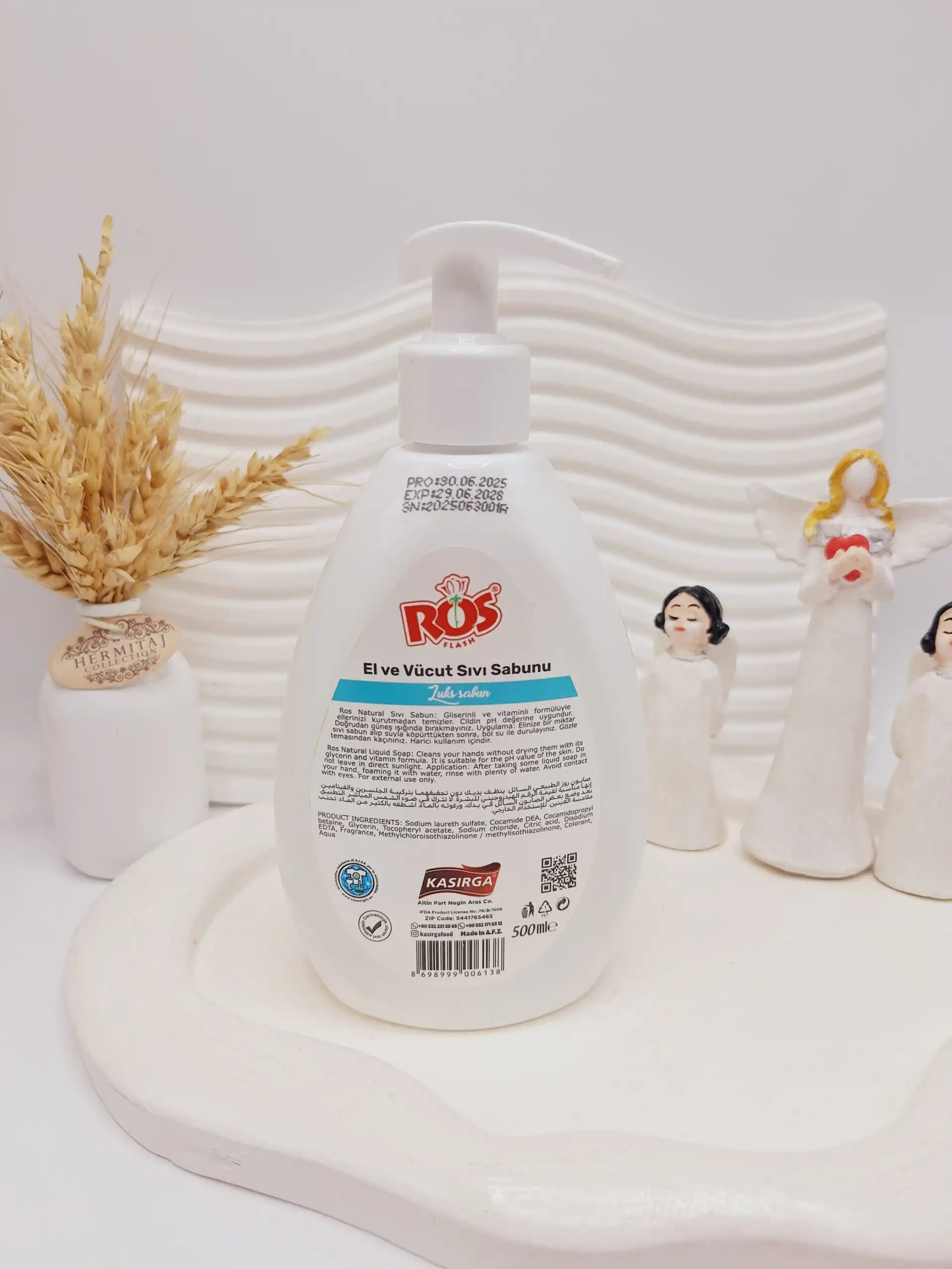 مایع صورت و بدن با رایحه شیر و گل بابونه حجم 500 میل برند ROS کد 6138