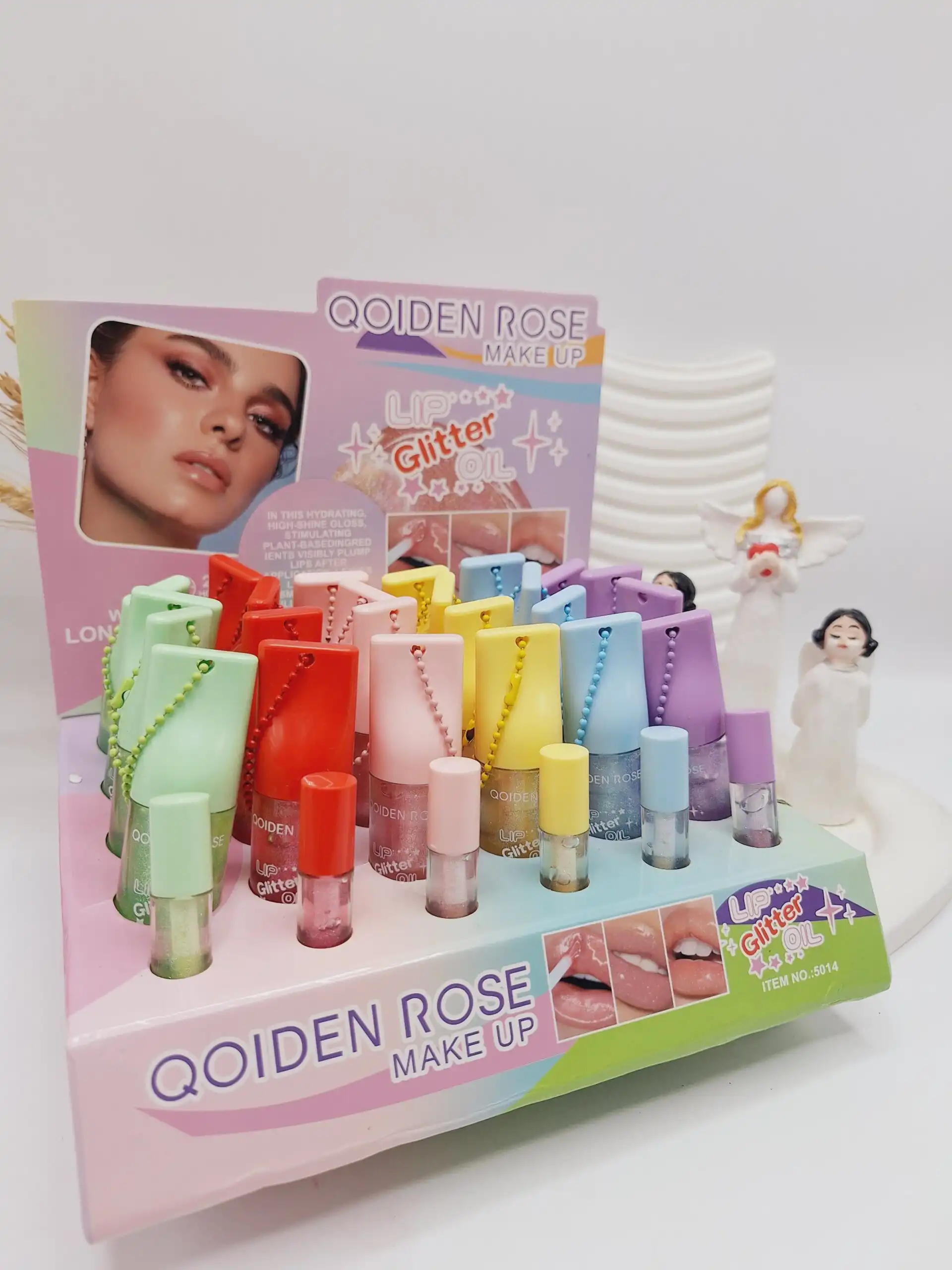 لیپ گلاس آویز دار QOIDEN ROSE کد 5014