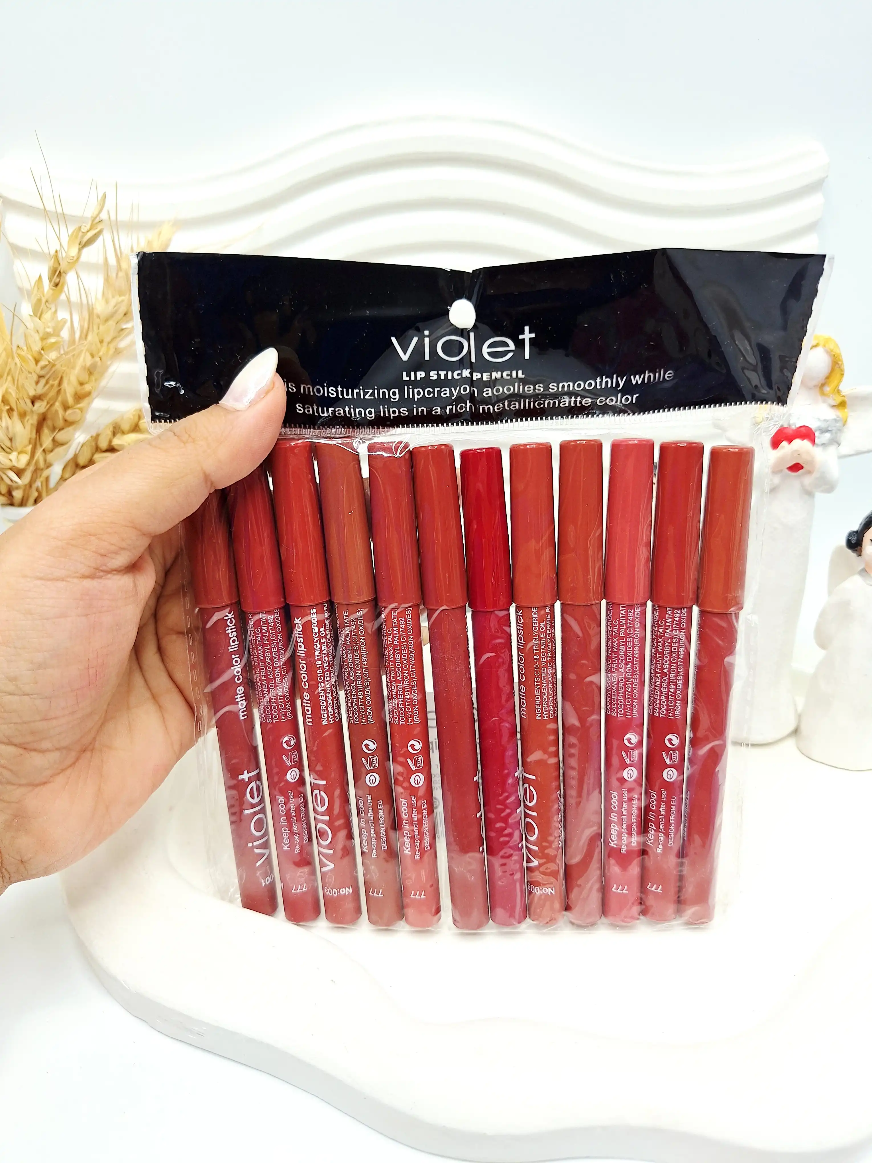 پک 12 تایی رژ مدادی ویولت کد 4723