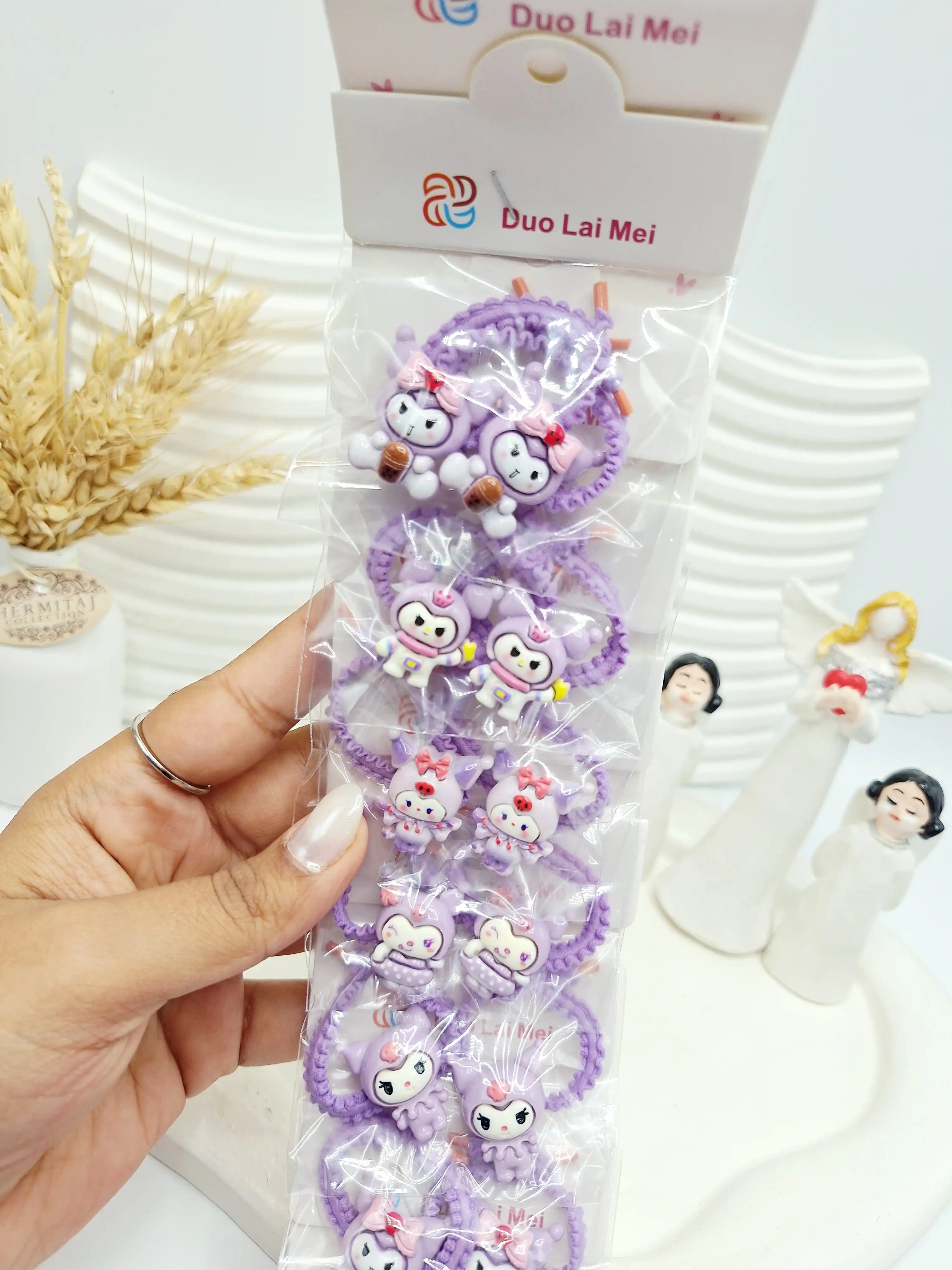 ست 10 تایی کش مو 2 تایی بنفش طرح کرومی بنفش