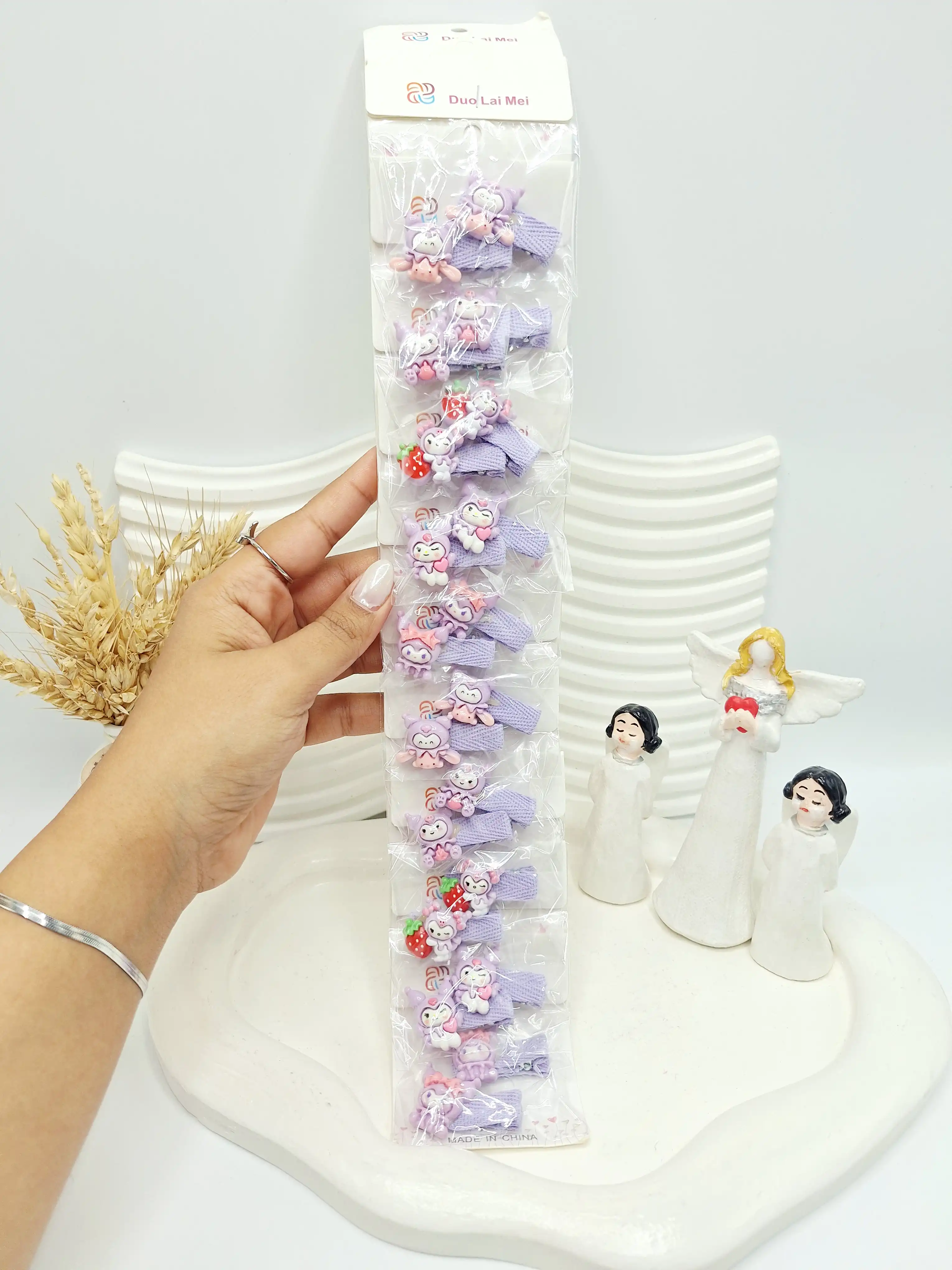 ست 10 تایی گیره مو طرح دلقک کرومی و توت فرنگی