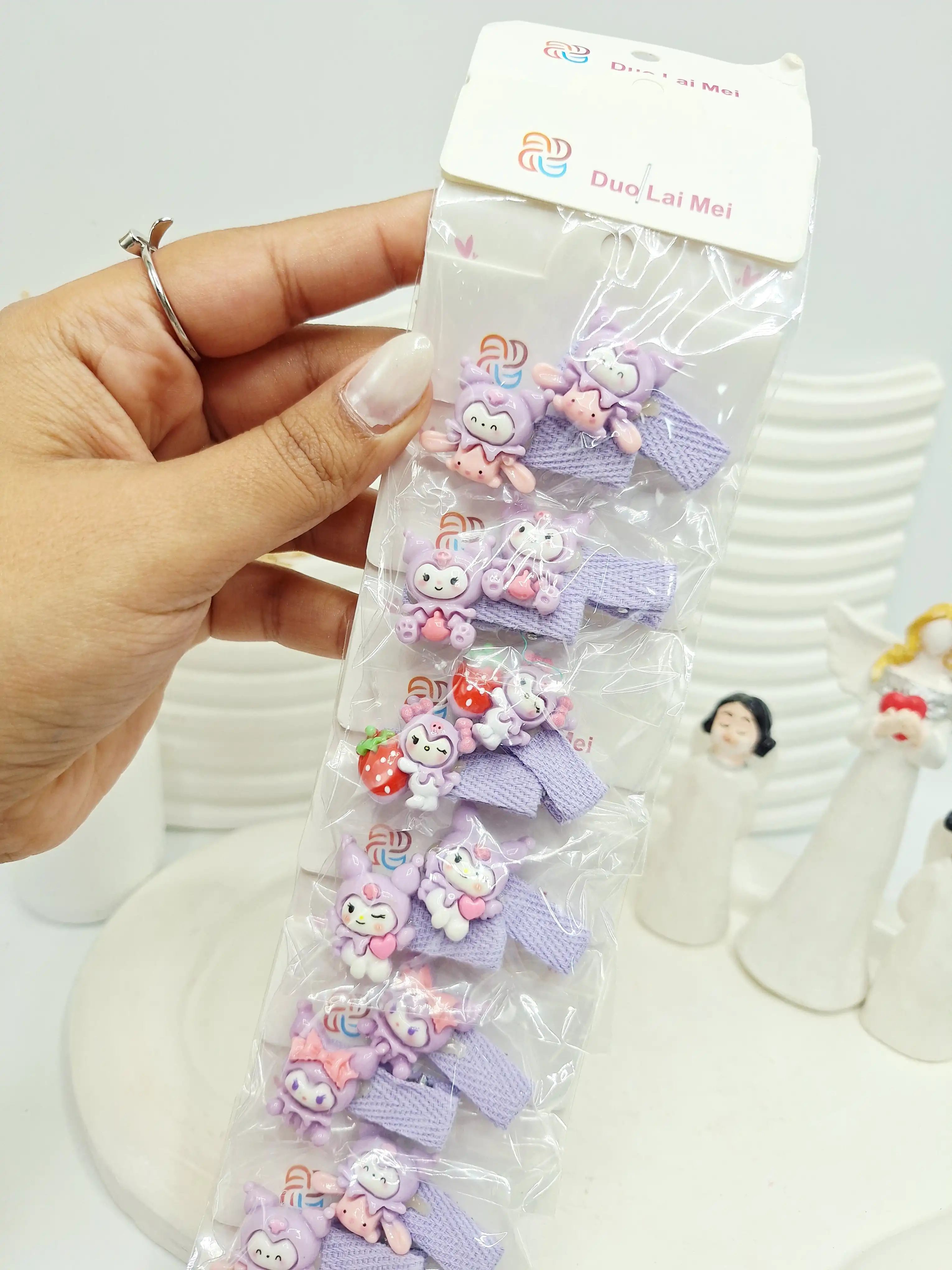 ست 10 تایی گیره مو طرح دلقک کرومی و توت فرنگی