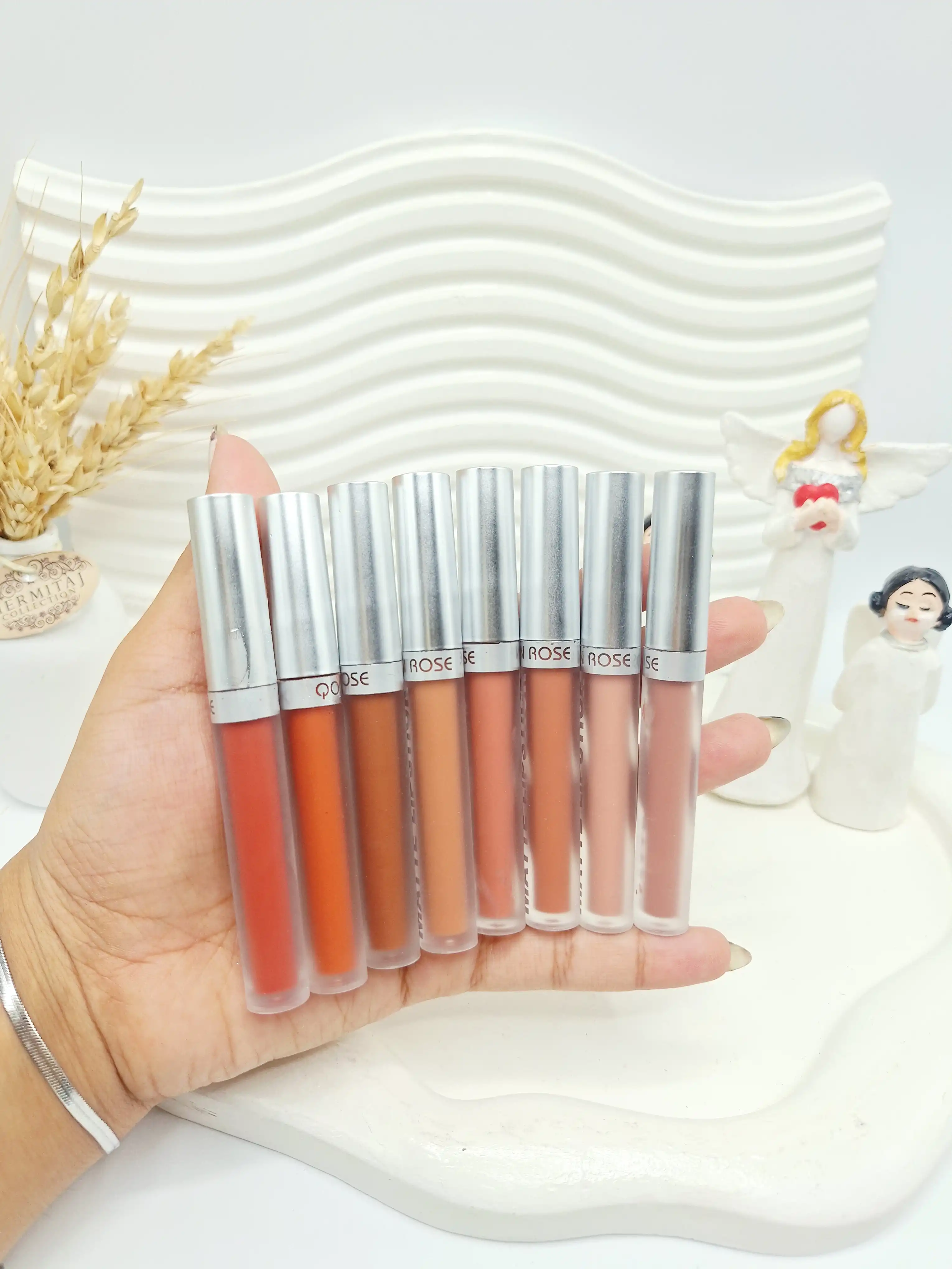 پک رژ مایع 8 تایی بدون سرب QOIDEN ROSE کد 5089