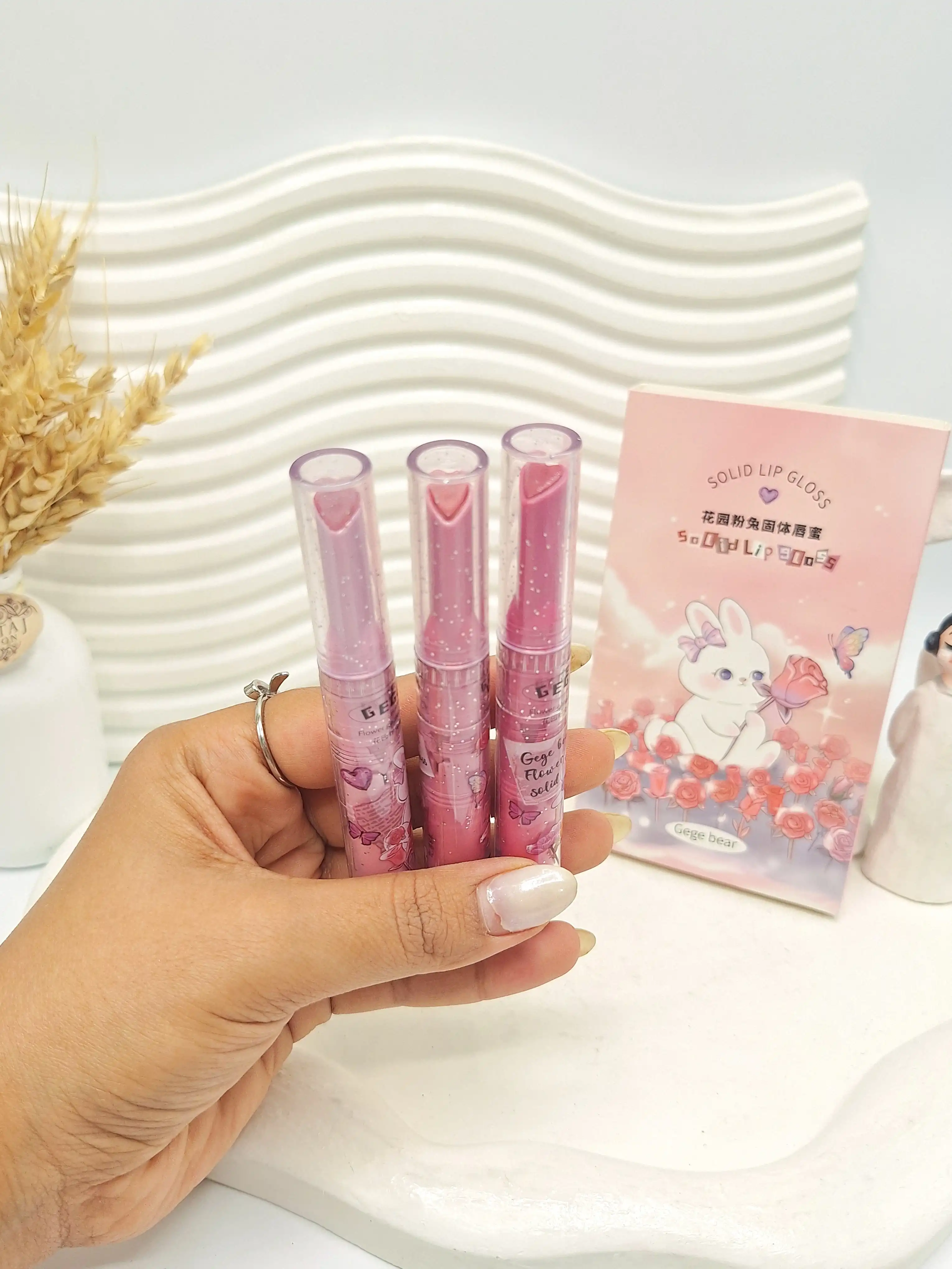 پک 3 تایی لیپ پلامپر قلبی کره ای طرح جعبه خرگوش کد 6732